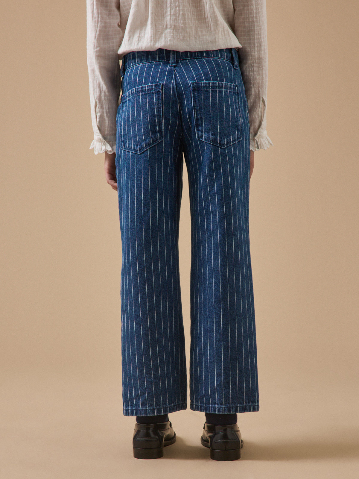 Pantalon droit rayé festonné Fille