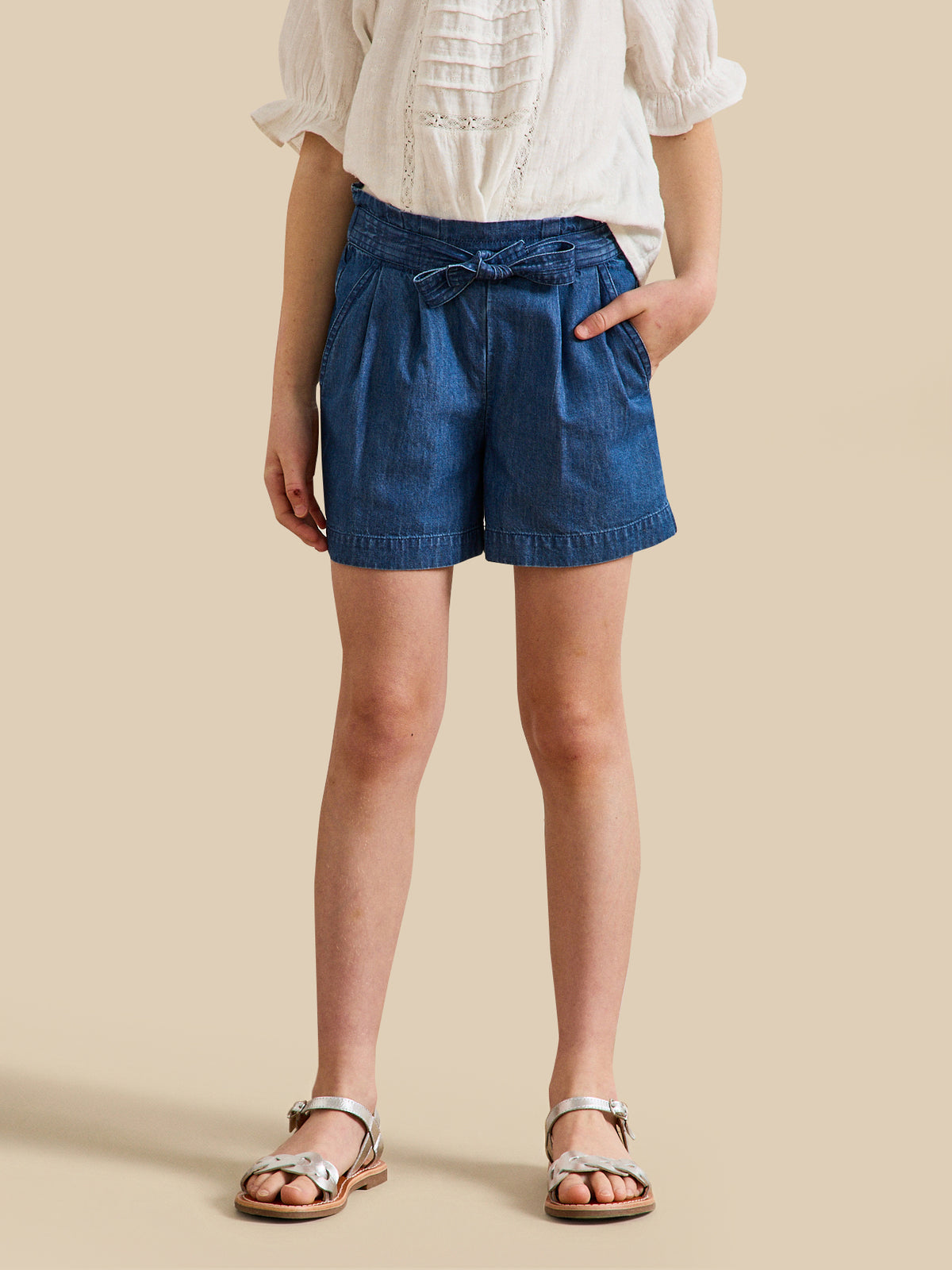 Short Fille en denim light