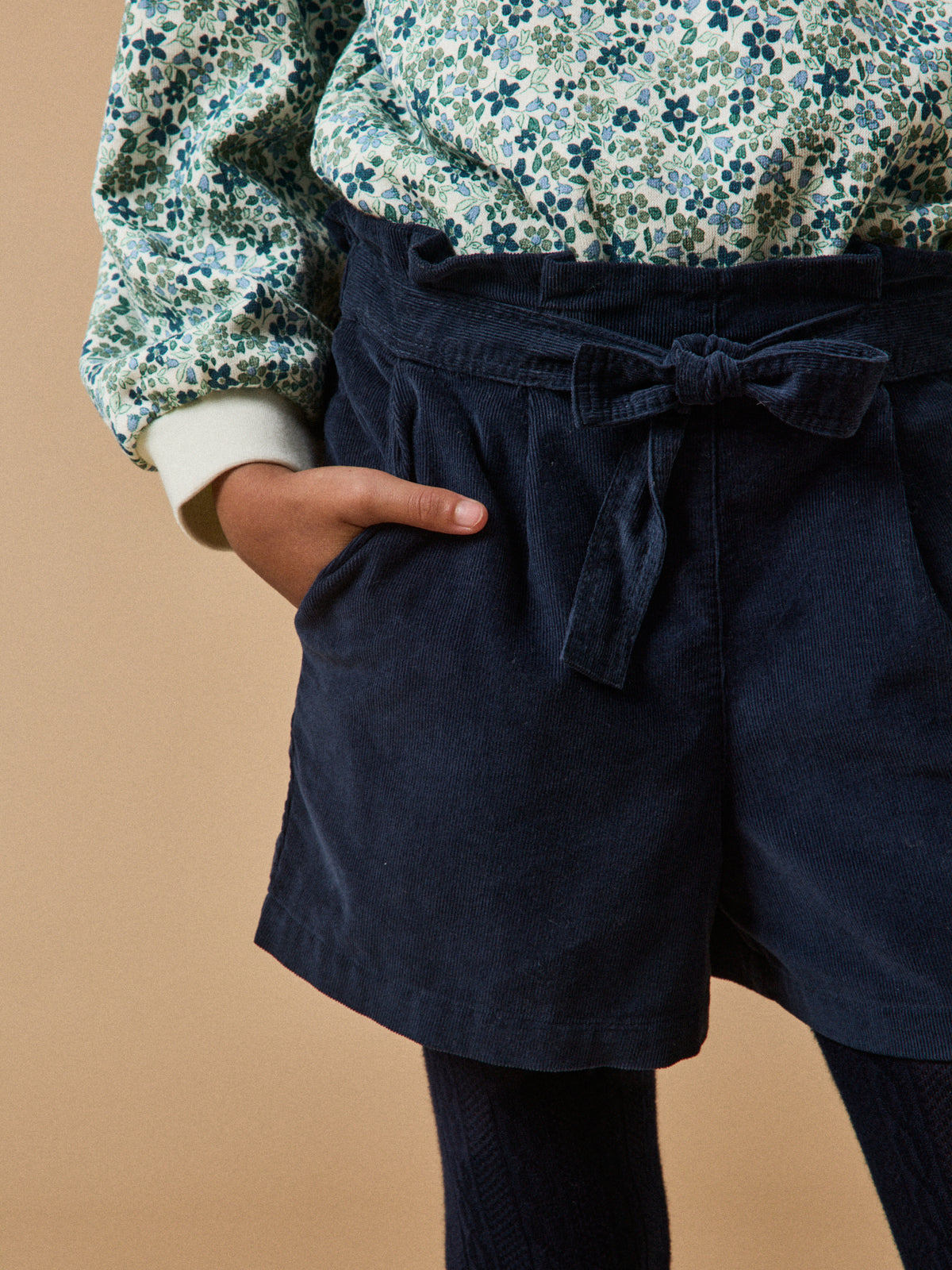 Short paper bag velours Fille