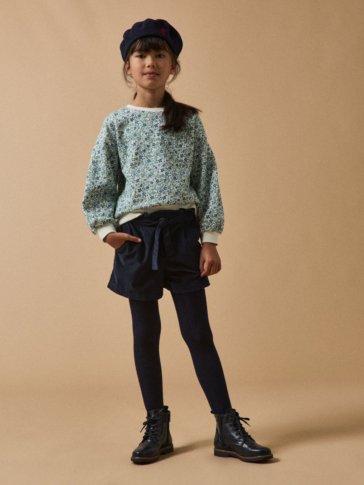 Short paper bag velours Fille
