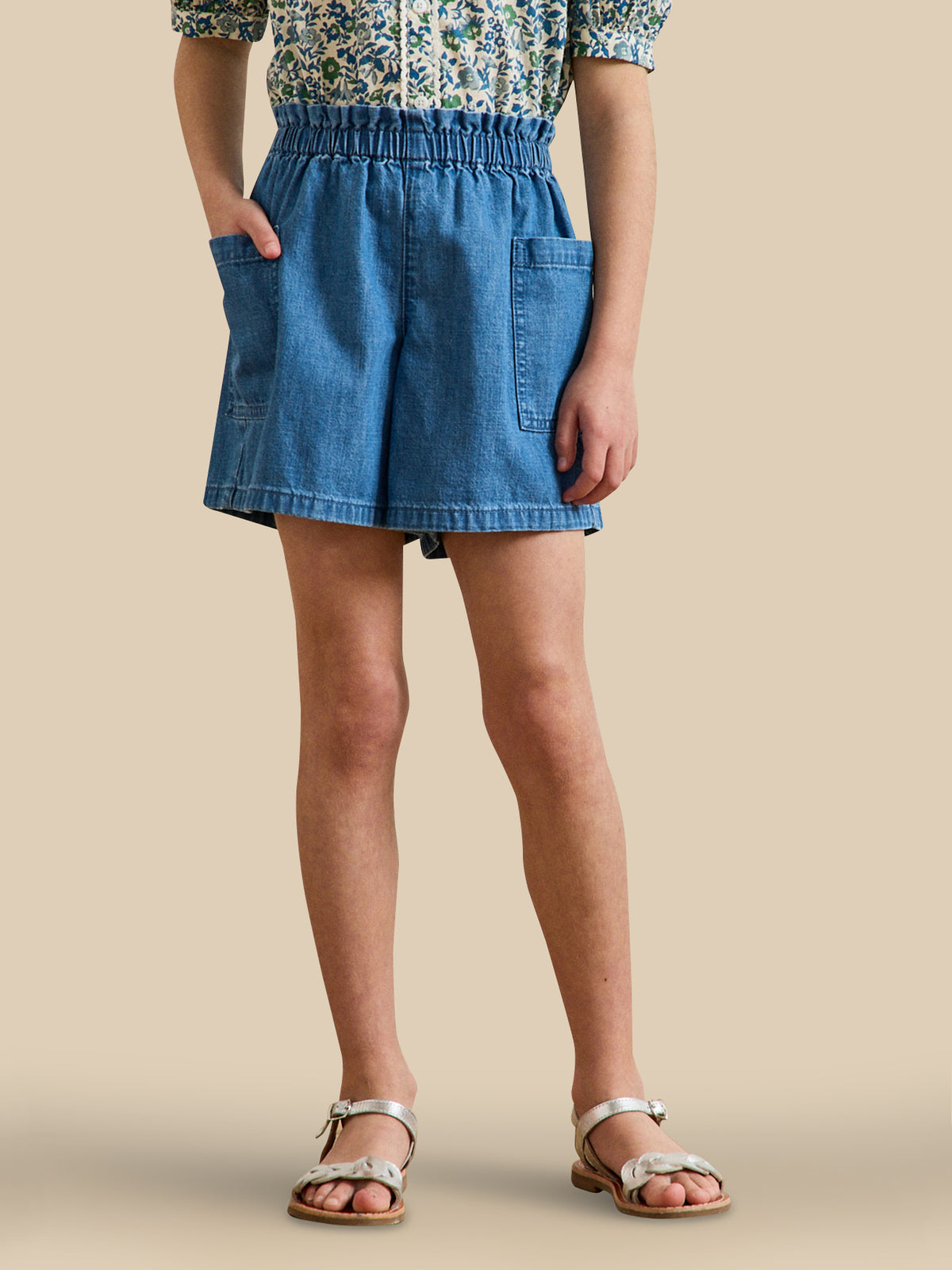 Short Fille en denim light