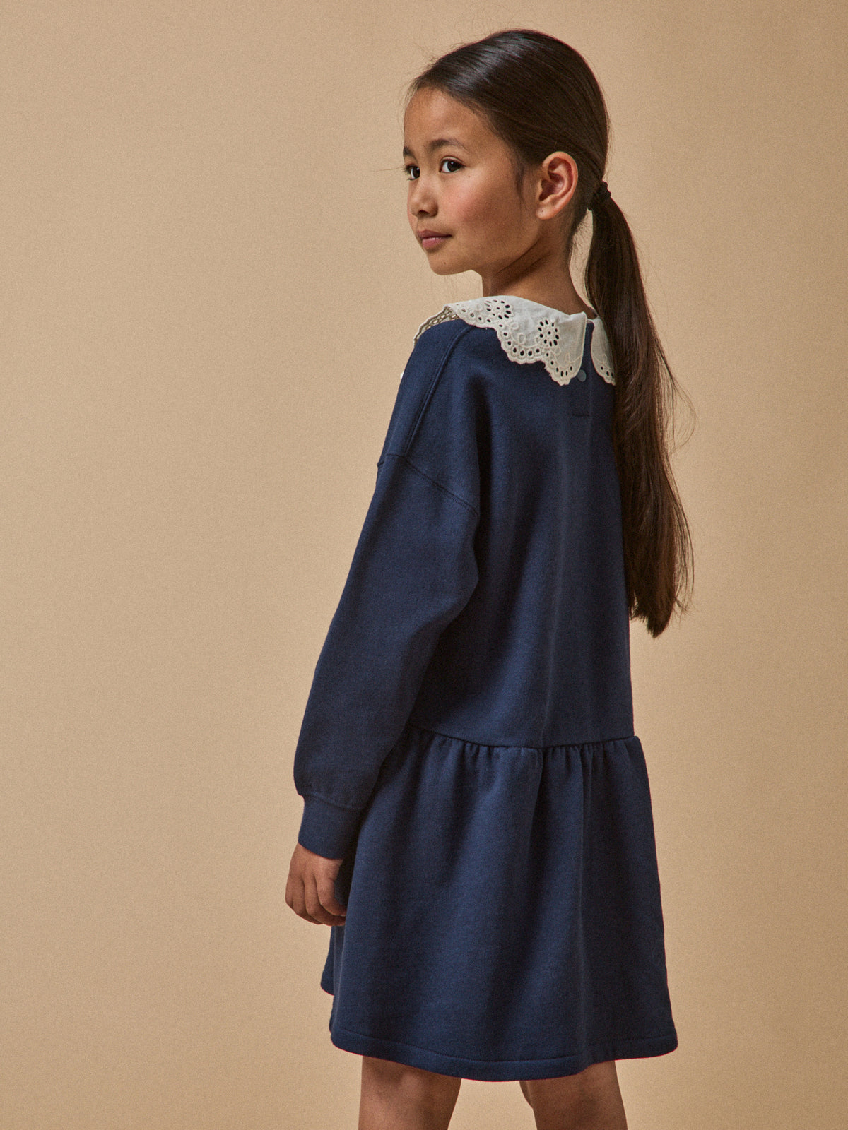 Robe grand col brodé - Coton biologique