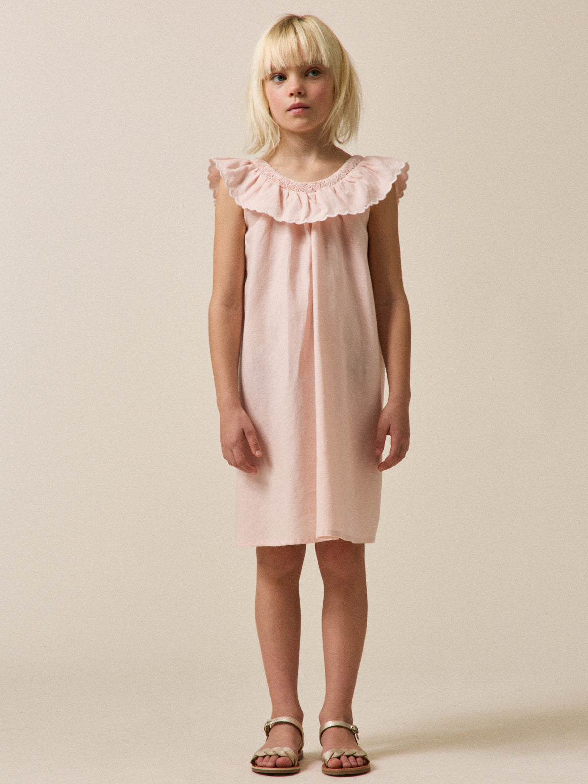 Robe Fille Clotilde lin et coton - Collection Fêtes et Mariages