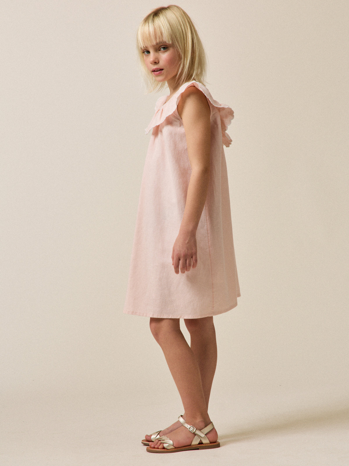 Robe Fille Clotilde lin et coton - Collection Fêtes et Mariages