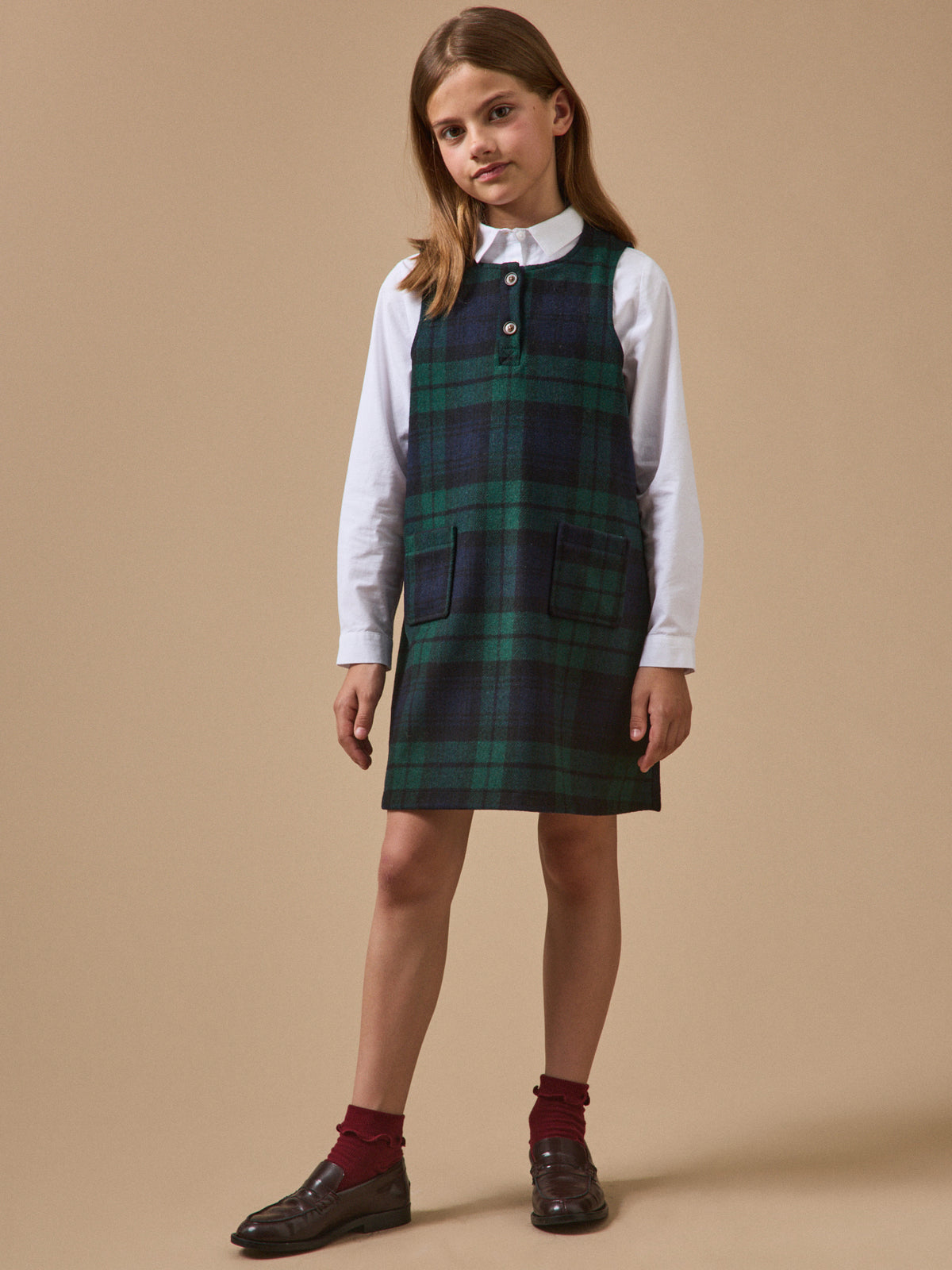 Robe chasuble imprimée tartan Fille