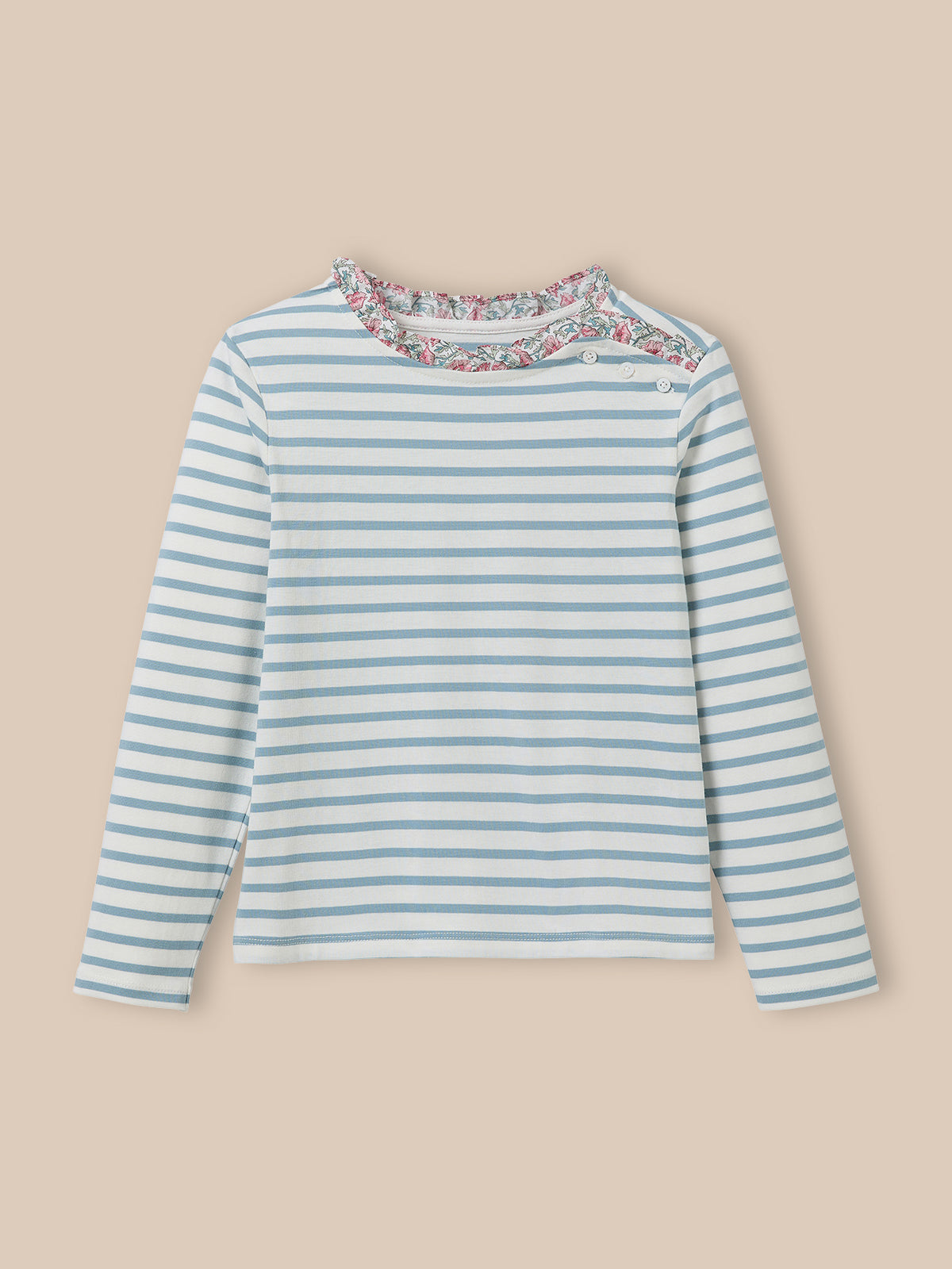 T-shirt marinière Fille tissu Liberty - Coton biologique