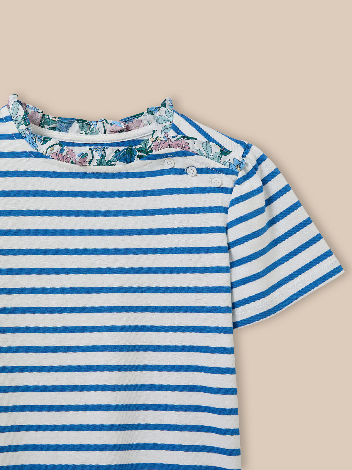 T-shirt marinière Fille tissu Liberty - Coton biologique