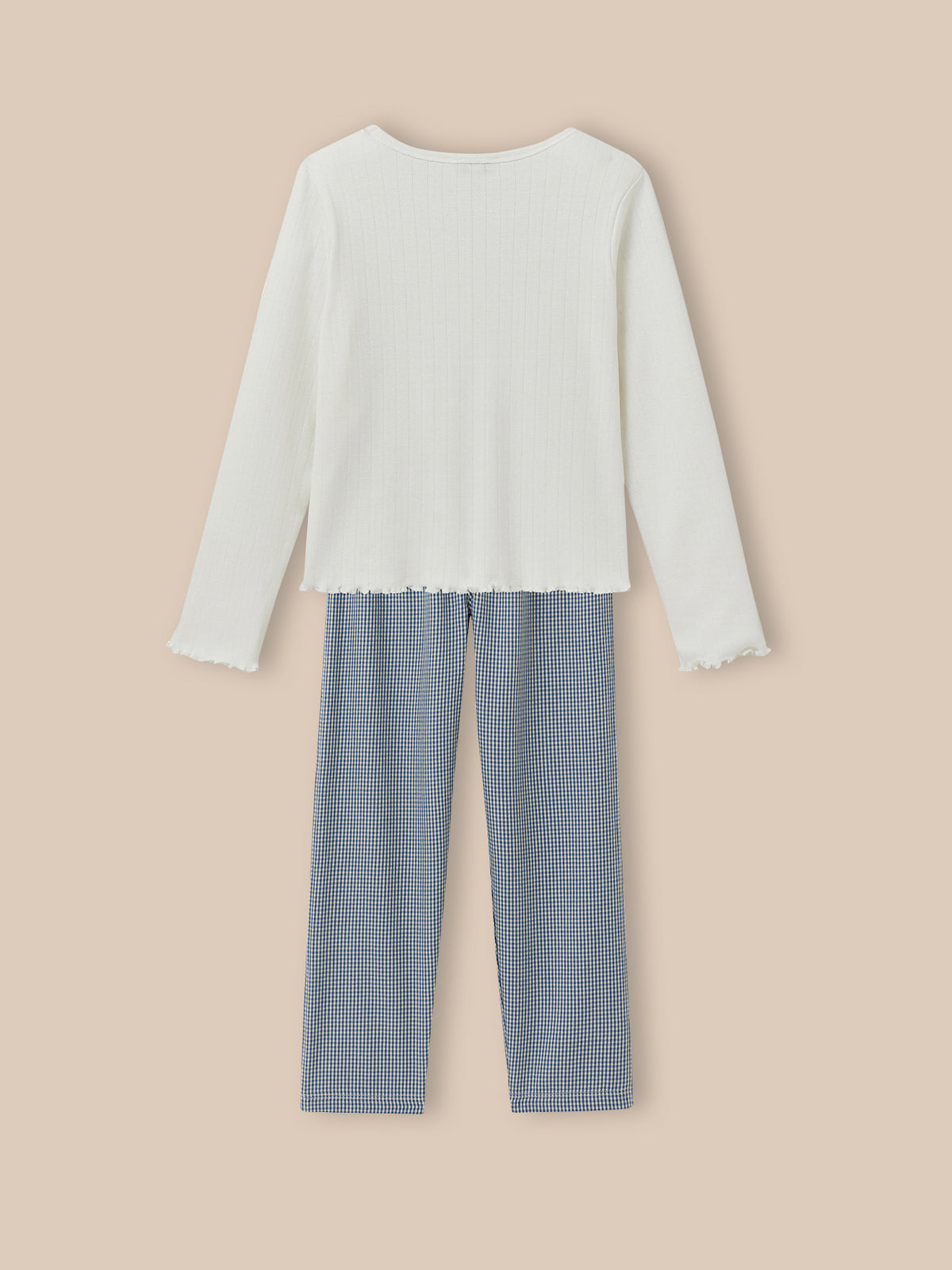 Pyjama bi-matière vichy Fille