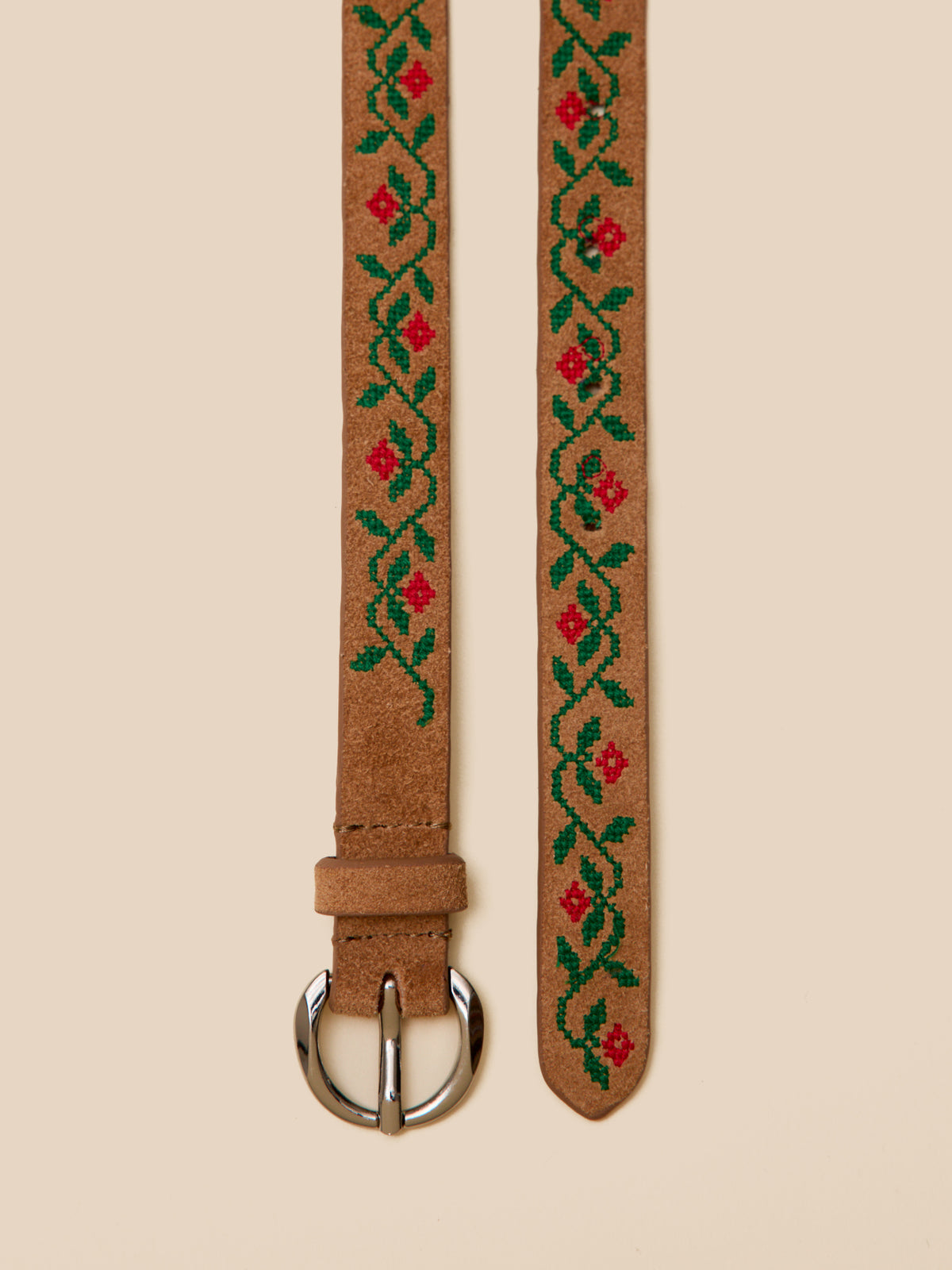 Ceinture brodée en cuir Fille