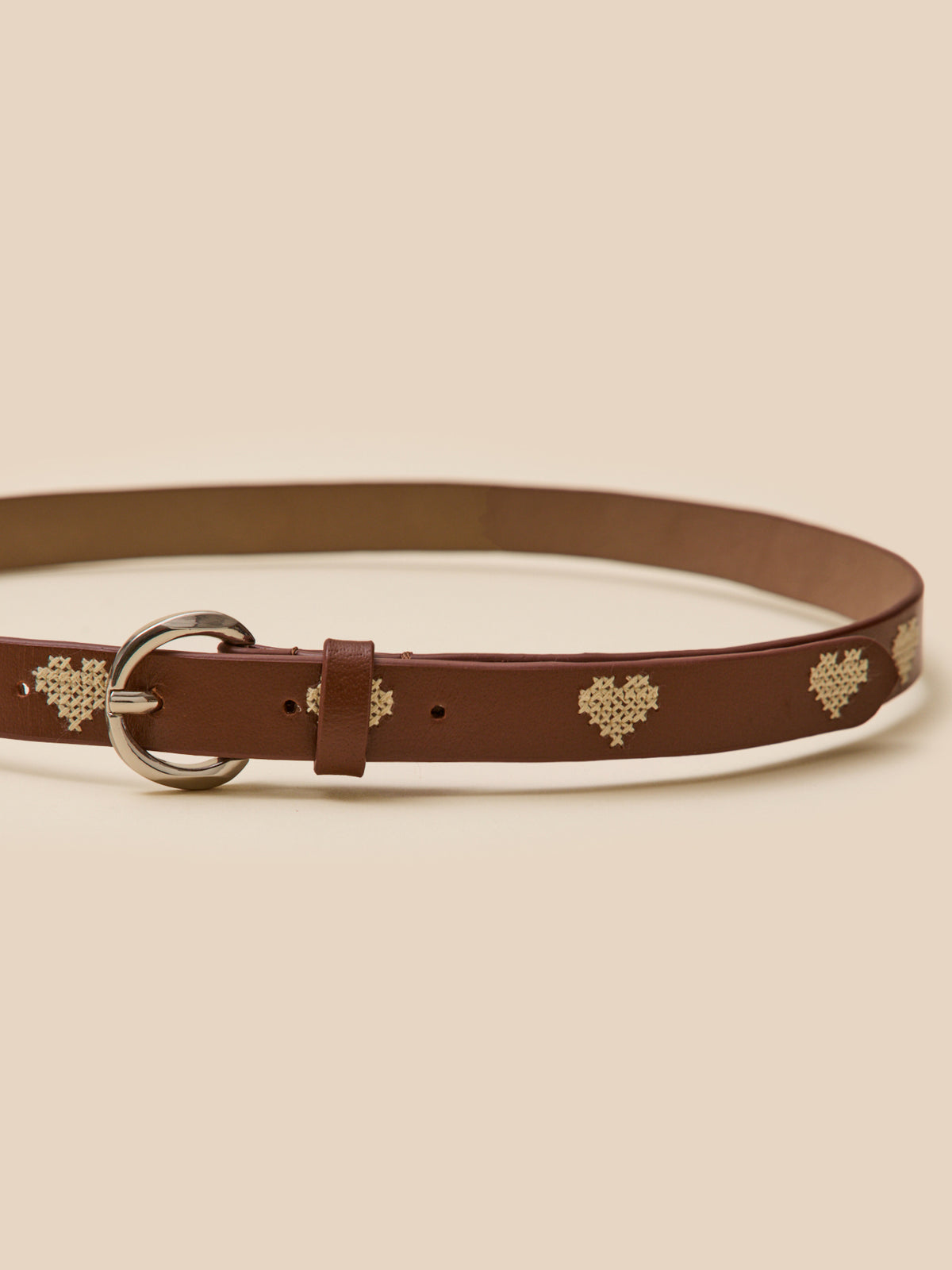Ceinture brodée en cuir Fille