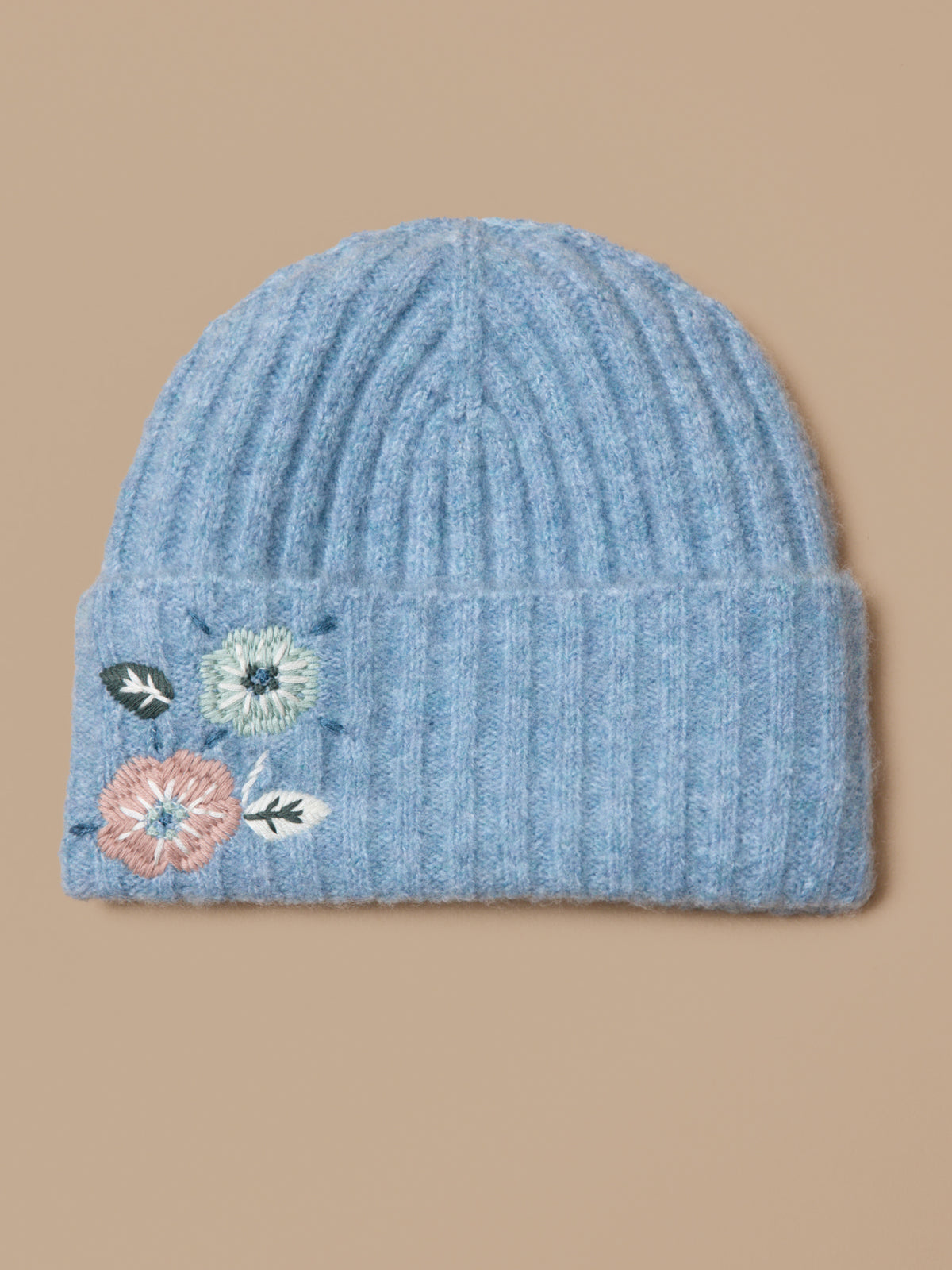 Bonnet brodé maille côtelée fille