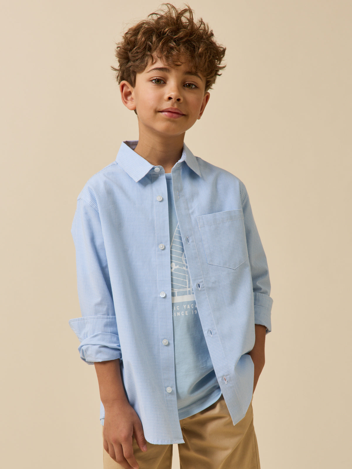 Chemise en micro vichy garçon.