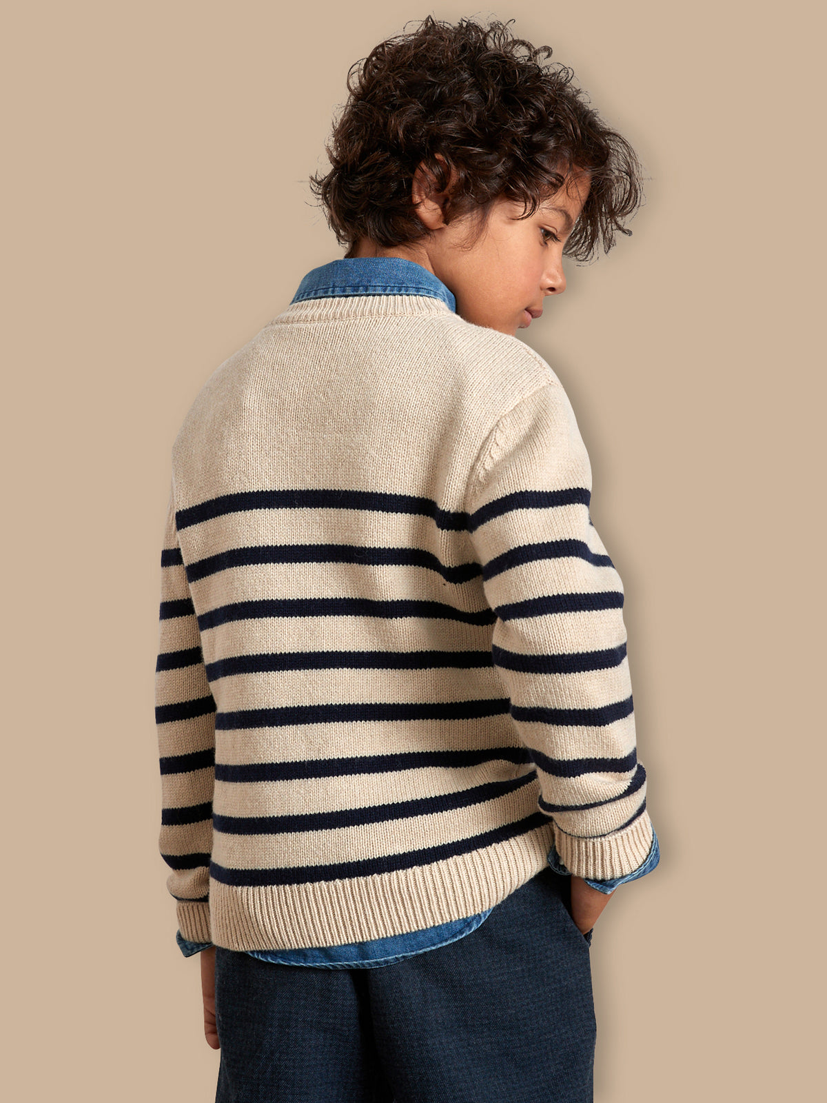 Pull marinière Garçon en laine majoritaire