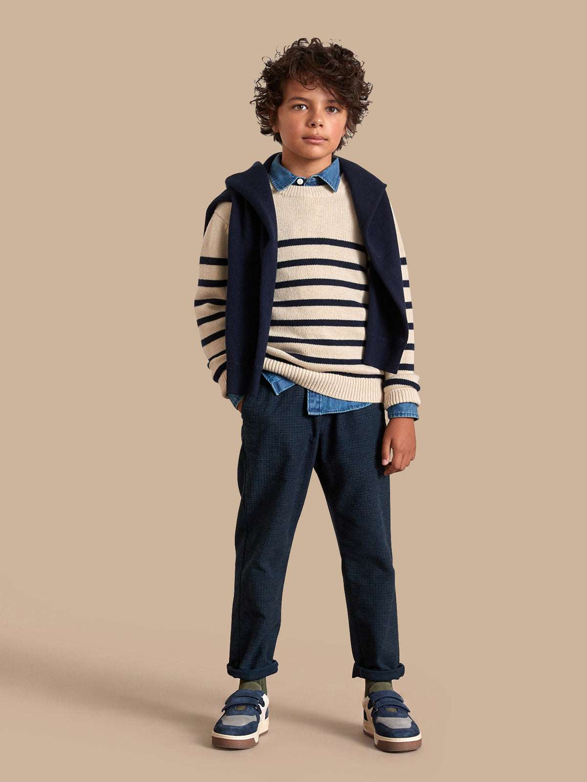 Pull marinière Garçon en laine majoritaire