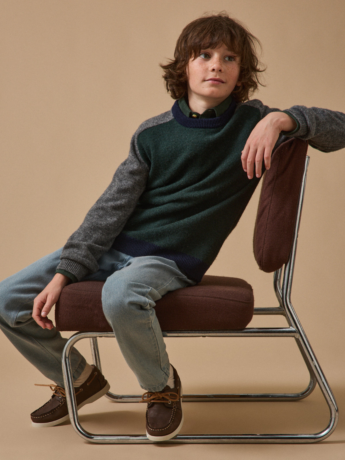 Pull colorblock en laine Garçon
