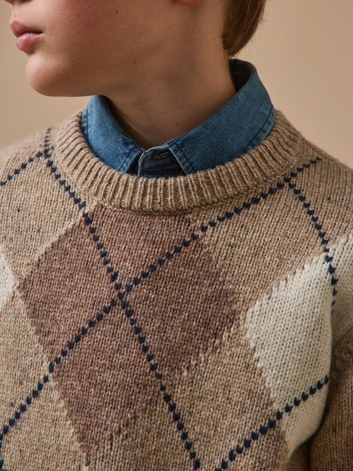 Pull jacquard avec laine Garçon