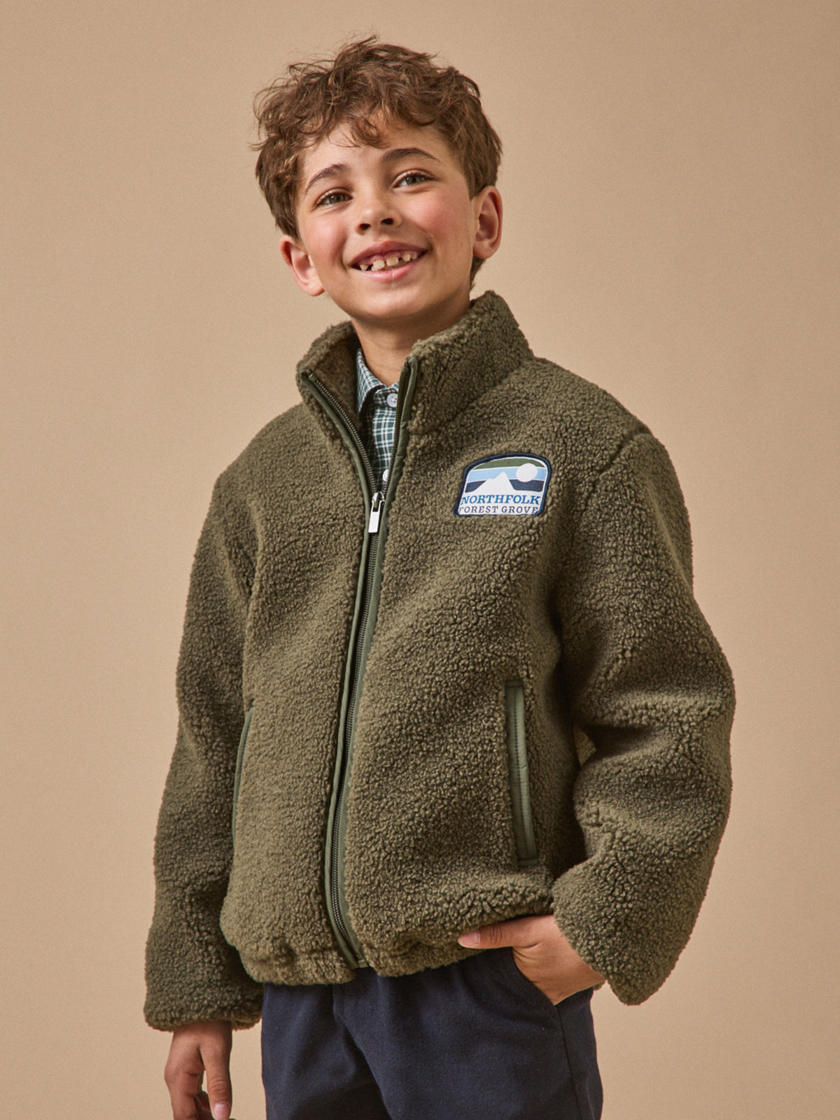Cardigan zippé en sherpa Garçon
