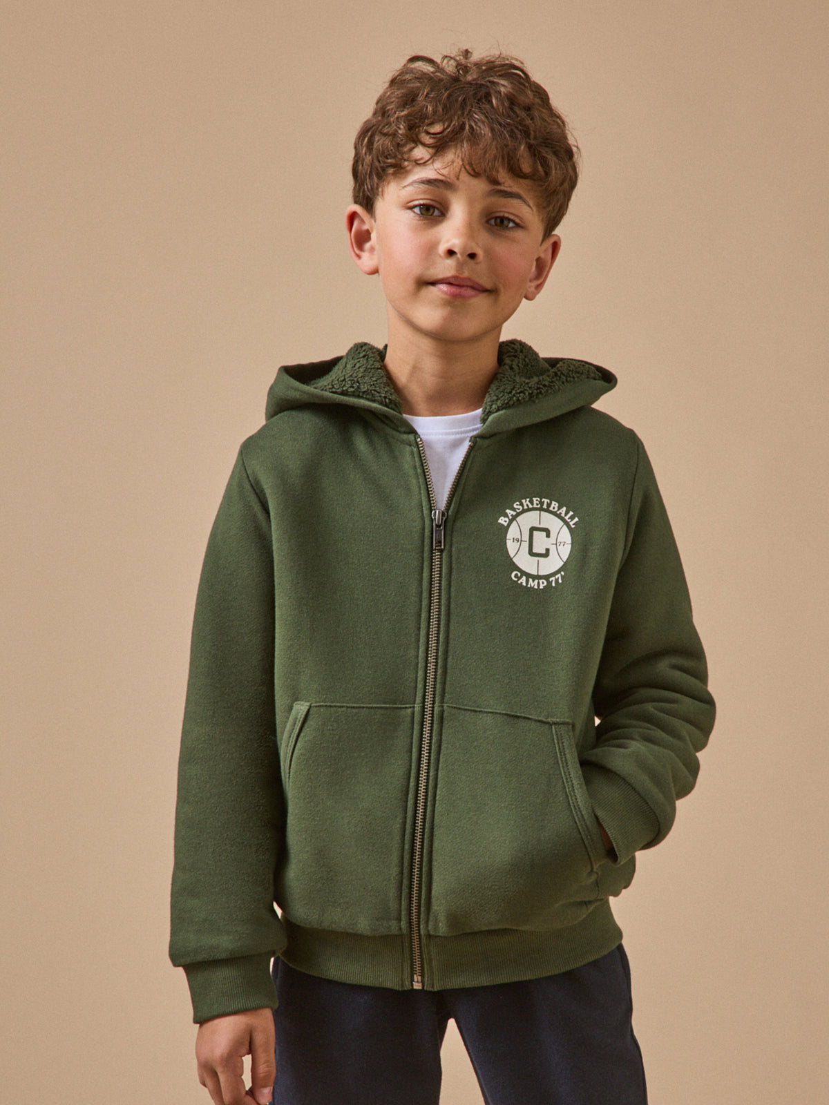 Sweat zippé doublé sherpa Garçon