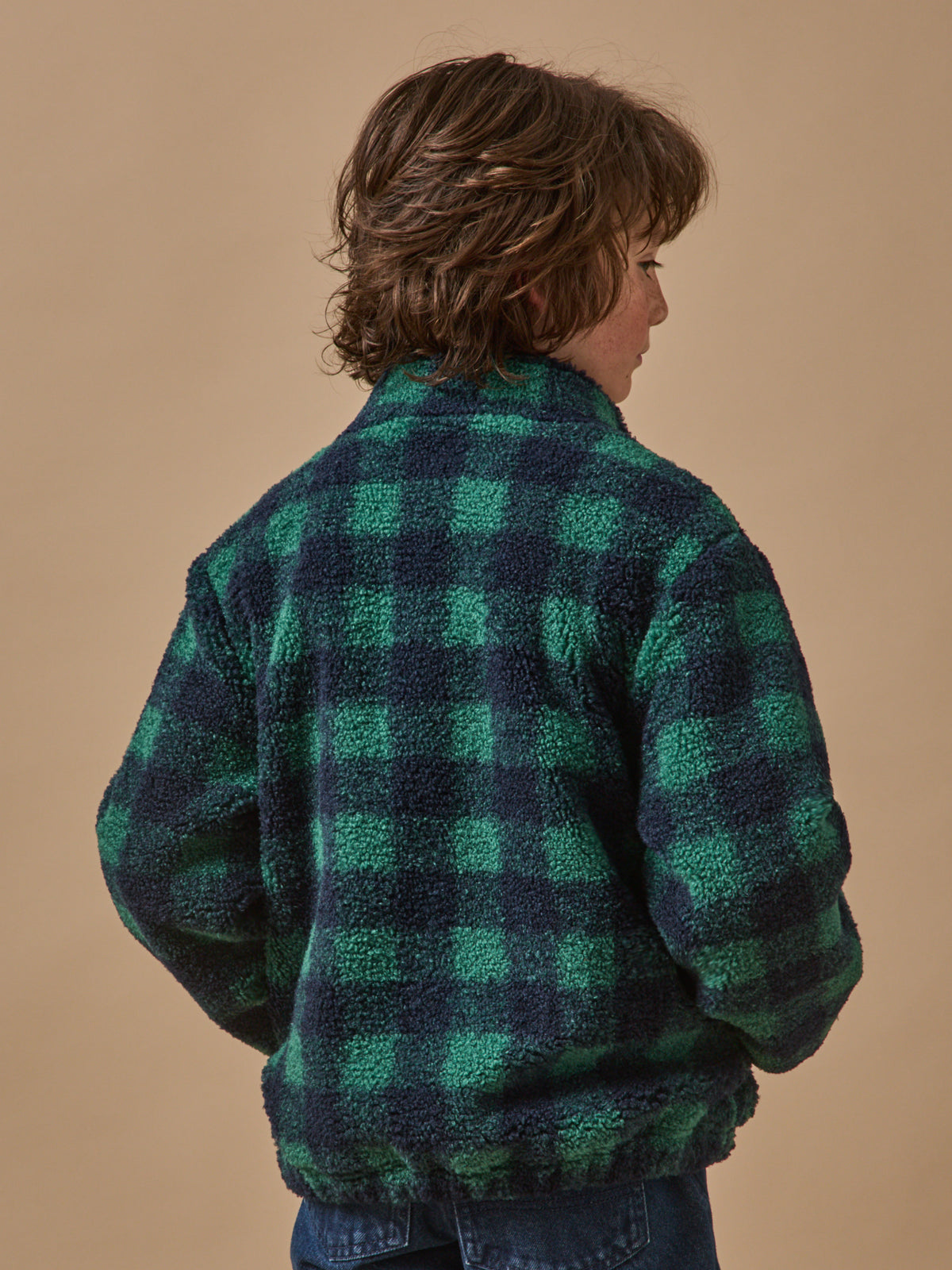 Veste sherpa à carreaux Garçon