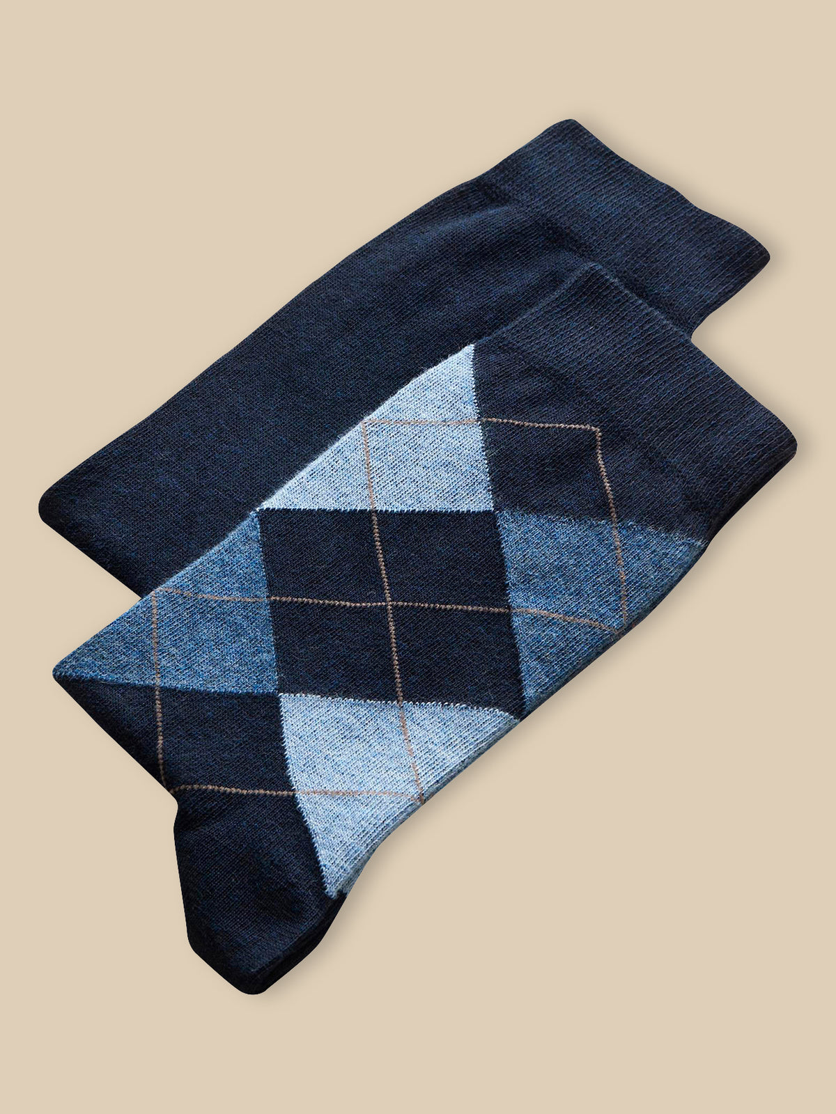 Lot de 2 chaussettes intarsia et unie
