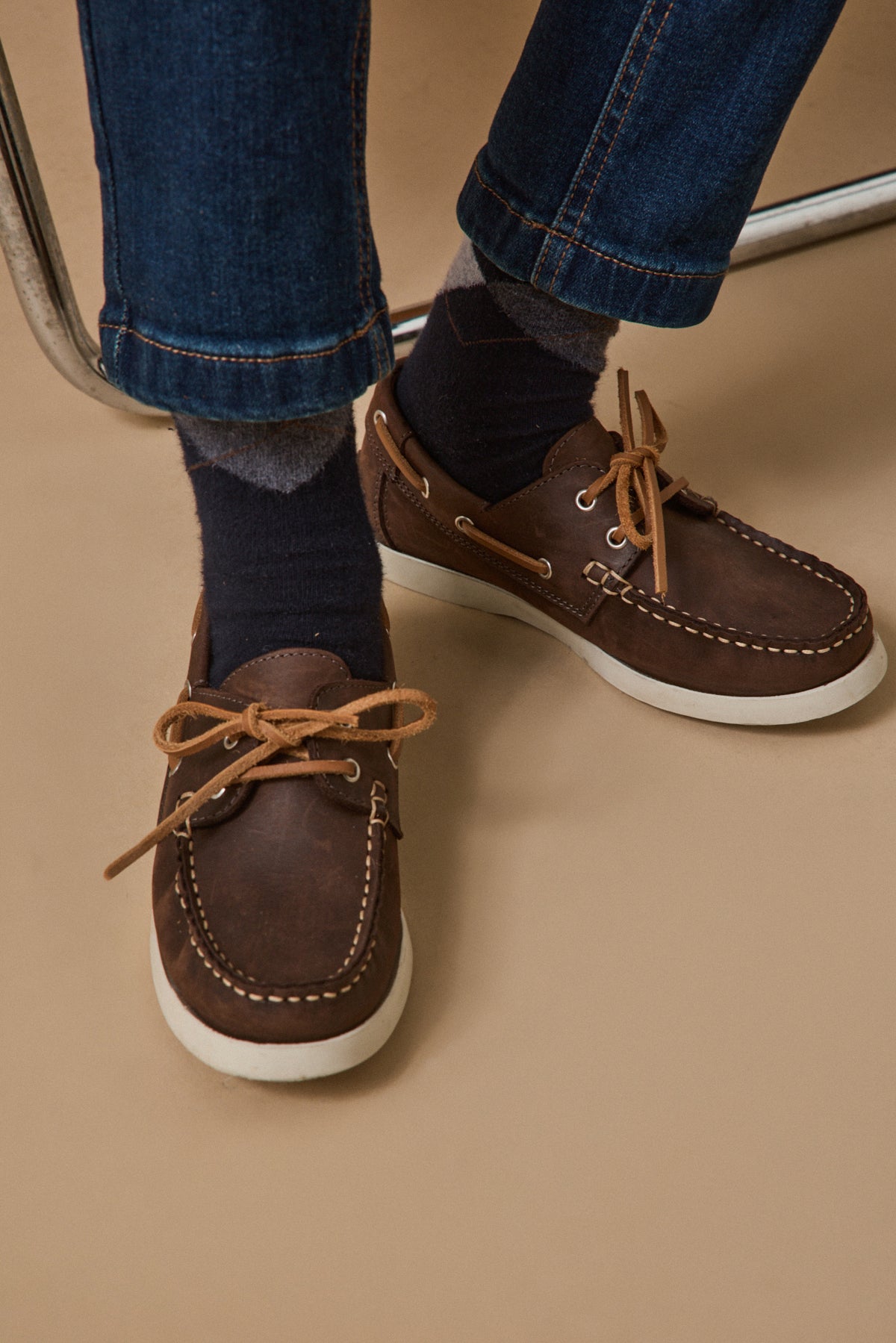 Chaussures bateau en cuir Garçon